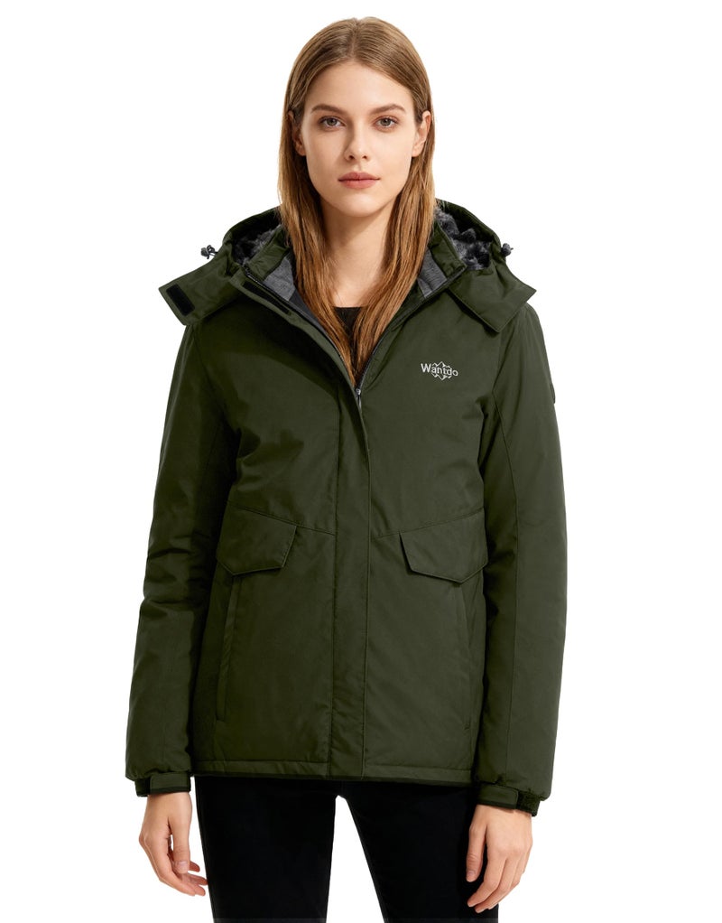 wantdo Women's Ski Jackets Warm Winter Snow Coat Waterproof Snowboarding Jacket Army Green L - Image 2